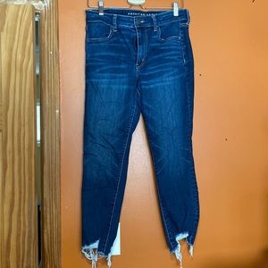 American Eagle Jeans Distressed Bottom Size 12 Skinny Jean Next Level Stretch
